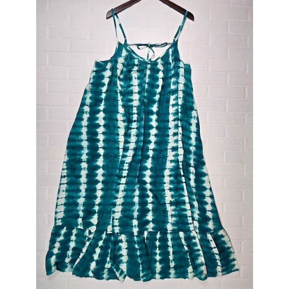 Ava & Viv  Teal Print Sun  Dress 3X - Picture 1 of 4